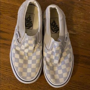 Grey and white checkered vans